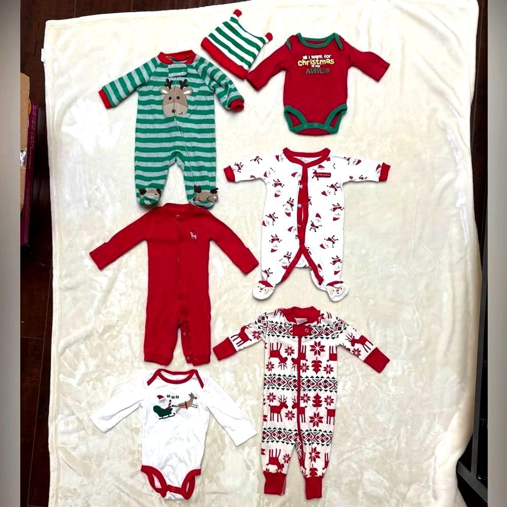 Hanna Andersson Carters Christmas Baby Sleeper Bundle Hat Newborn 3M 7-Piece Lot